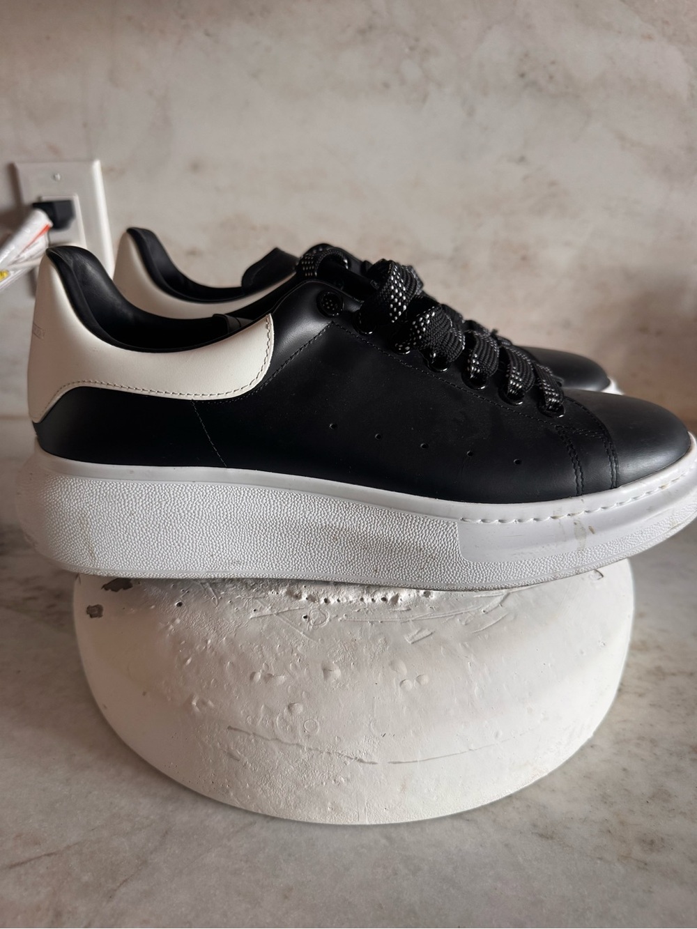 Alexander McQueen Black and White Platform Sneakers